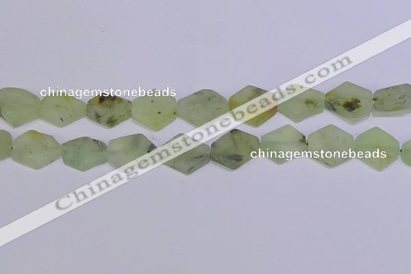 CNG6357 14*18mm - 16*22mm freeform green matte rutilated quartz beads