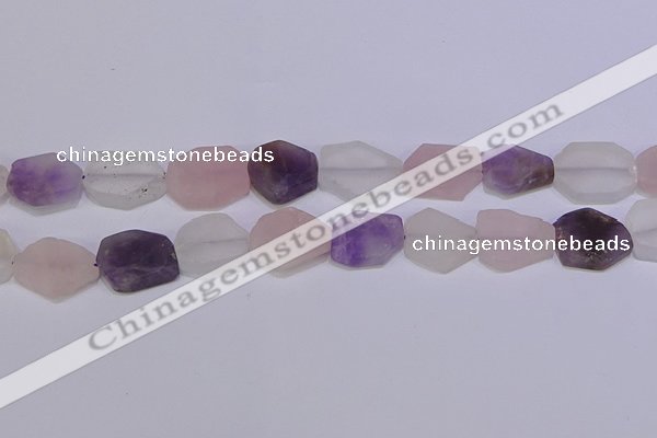 CNG6364 15.5 inches 14*18mm - 16*22mm freeform matte mixed quartz beads