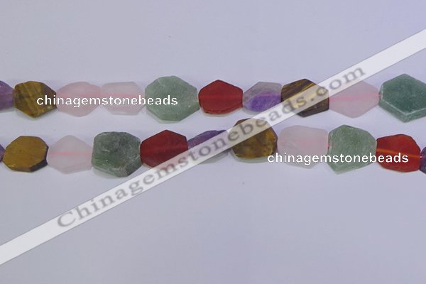 CNG6375 15.5 inches 14*18mm - 16*22mm freeform matte mixed gemstone beads