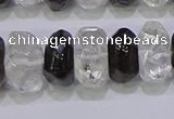 CNG6380 6*14mm - 8*14mm nuggets white crystal & smoky quartz beads