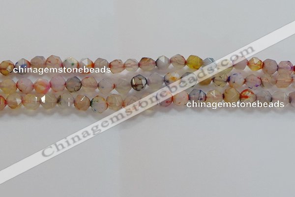 CNG6501 15.5 inches 8mm faceted nuggets agate beads wholesale