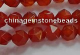 CNG6504 15.5 inches 6mm faceted nuggets red agate beads