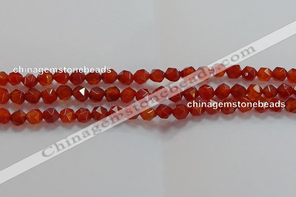 CNG6504 15.5 inches 6mm faceted nuggets red agate beads