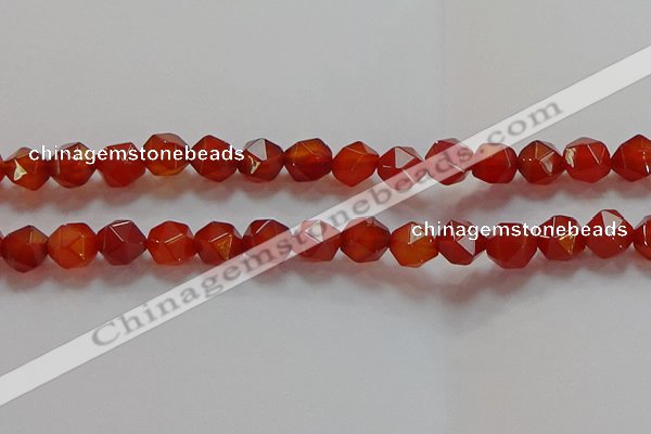 CNG6506 15.5 inches 10mm faceted nuggets red agate beads