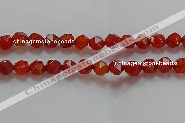 CNG6507 15.5 inches 12mm faceted nuggets red agate beads