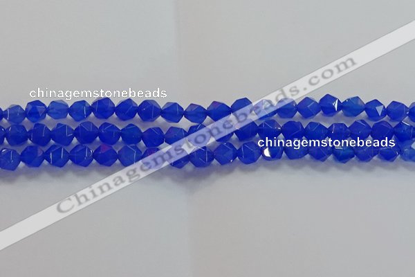 CNG6508 15.5 inches 6mm faceted nuggets blue agate beads