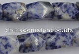 CNG651 15.5 inches 13*18mm faceted nuggets blue spot gemstone beads