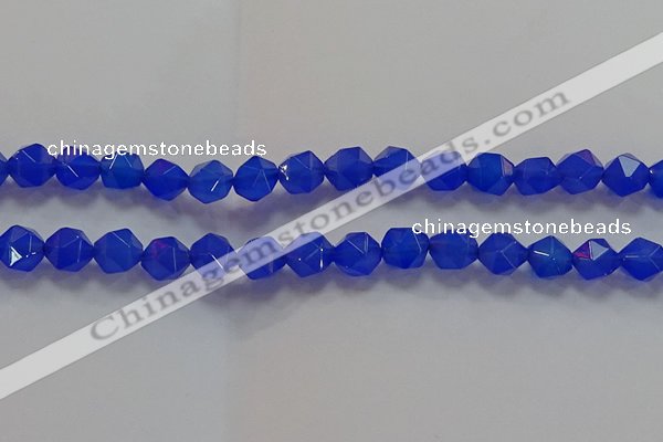 CNG6510 15.5 inches 10mm faceted nuggets blue agate beads