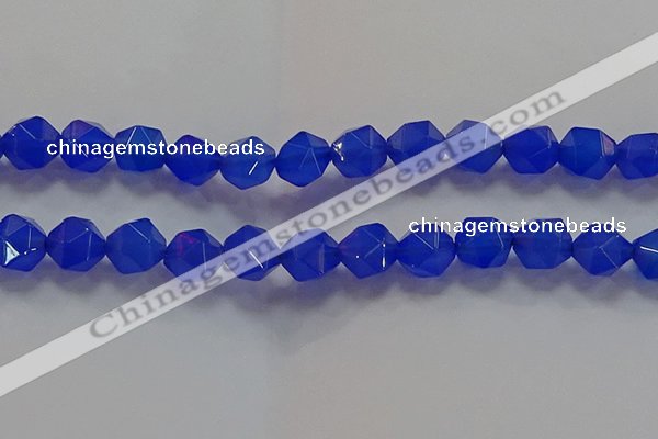 CNG6511 15.5 inches 12mm faceted nuggets blue agate beads