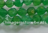 CNG6512 15.5 inches 6mm faceted nuggets green agate beads