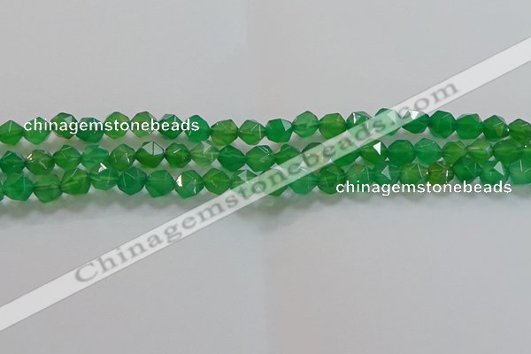 CNG6512 15.5 inches 6mm faceted nuggets green agate beads