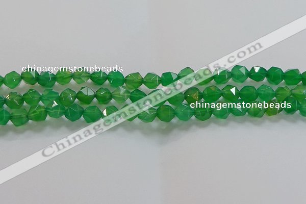 CNG6513 15.5 inches 8mm faceted nuggets green agate beads