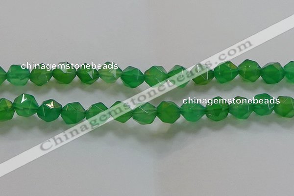 CNG6515 15.5 inches 12mm faceted nuggets green agate beads