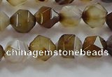 CNG6517 15.5 inches 8mm faceted nuggets line agate beads