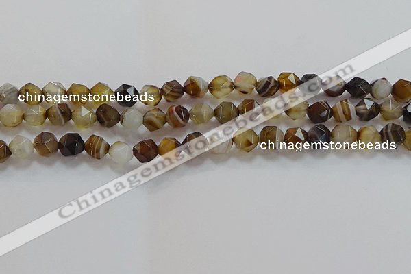 CNG6517 15.5 inches 8mm faceted nuggets line agate beads