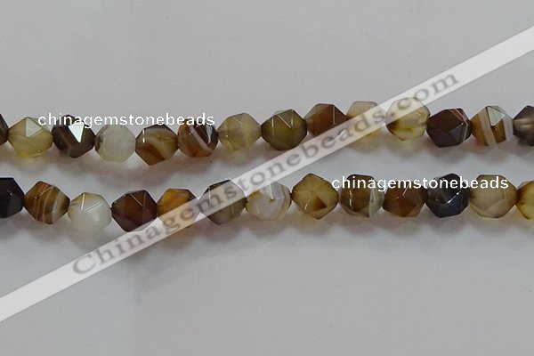 CNG6519 15.5 inches 12mm faceted nuggets line agate beads