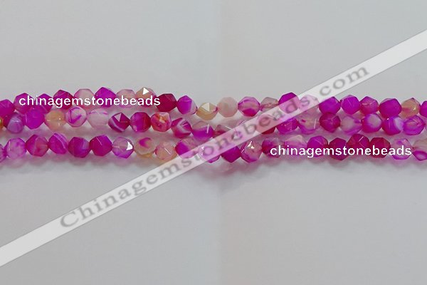 CNG6520 15.5 inches 6mm faceted nuggets line agate beads