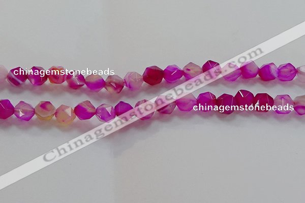 CNG6522 15.5 inches 10mm faceted nuggets line agate beads