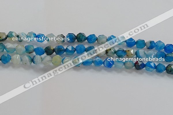 CNG6524 15.5 inches 6mm faceted nuggets line agate beads