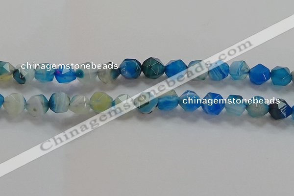 CNG6526 15.5 inches 10mm faceted nuggets line agate beads