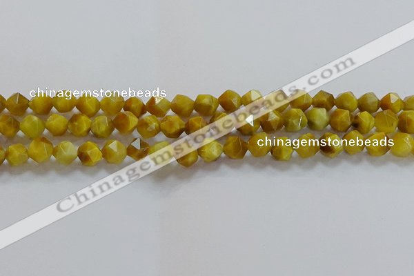 CNG6531 15.5 inches 8mm faceted nuggets golden tiger eye beads