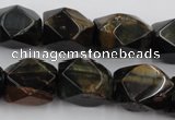 CNG654 15.5 inches 13*18mm faceted nuggets blue tiger eye beads