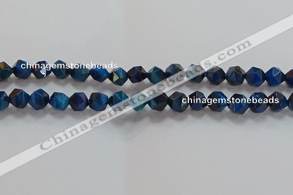 CNG6540 15.5 inches 10mm faceted nuggets blue tiger eye beads