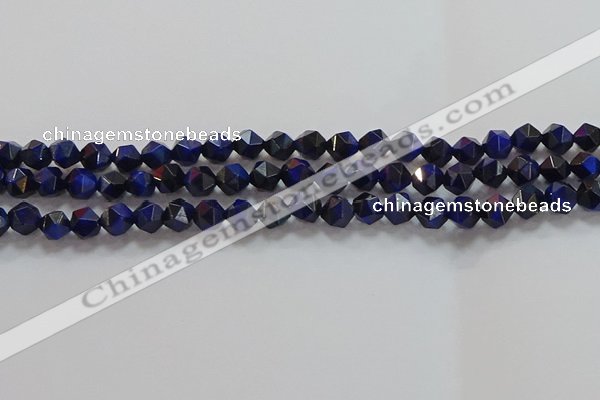 CNG6542 15.5 inches 6mm faceted nuggets blue tiger eye beads