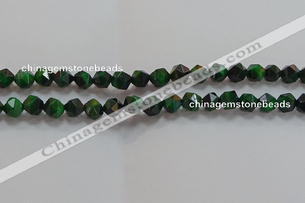 CNG6547 15.5 inches 8mm faceted nuggets green tiger eye beads