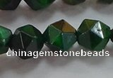 CNG6549 15.5 inches 12mm faceted nuggets green tiger eye beads