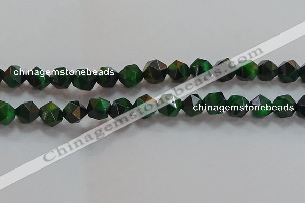 CNG6549 15.5 inches 12mm faceted nuggets green tiger eye beads