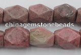 CNG658 15.5 inches 13*18mm faceted nuggets rhodochrosite beads