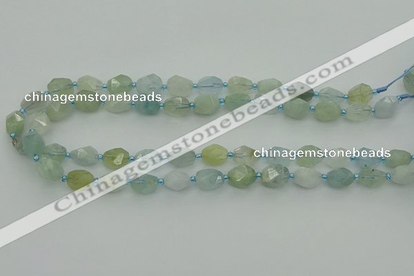 CNG6920 15.5 inches 8*12mm - 12*16mm faceted nuggets aquamarine beads