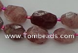 CNG6923 15.5 inches 8*12mm - 12*16mm faceted nuggets strawberry quartz bead