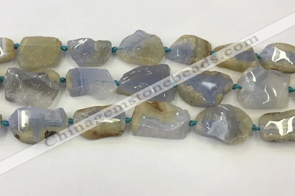 CNG6949 15.5 inches 22*30mm - 30*40mm freeform blue chalcedony beads