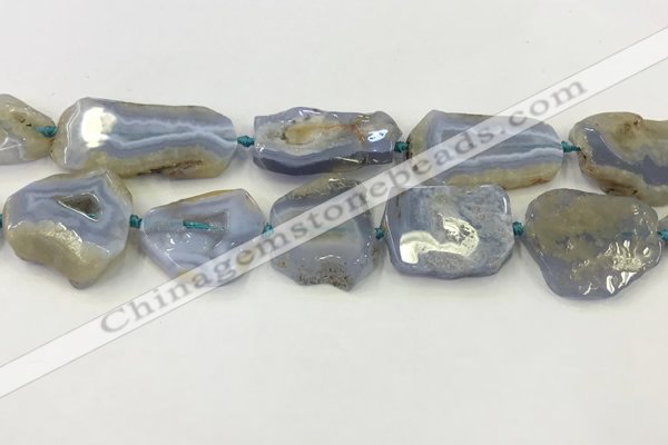 CNG6951 15.5 inches 22*30mm - 30*40mm freeform blue chalcedony beads