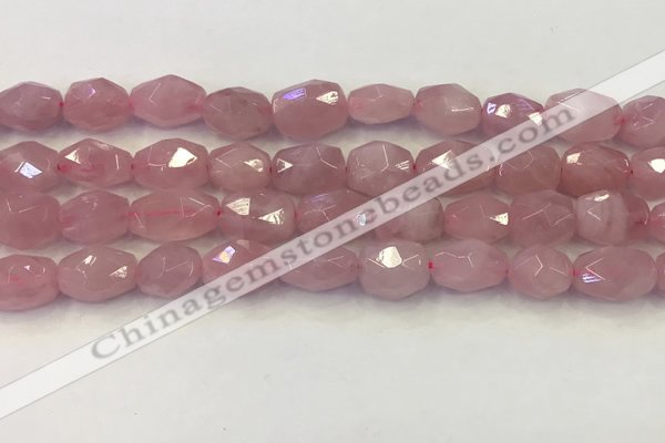 CNG6952 10*12mm - 10*14mm faceted nuggets rose quartz beads