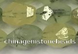 CNG6956 10*14mm - 12*16mm faceted nuggets green rutilated quartz beads