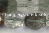 CNG6962 13*18mm - 15*20mm faceted nuggets green phantom quartz beads