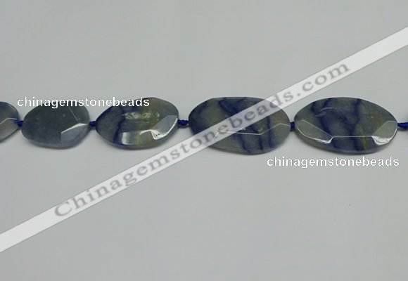 CNG7093 25*35mm - 35*45mm faceted freeform blue aventurine beads