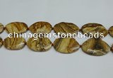 CNG7105 25*35mm - 35*45mm faceted freeform picture jasper beads