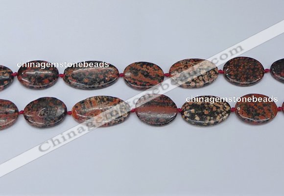 CNG7113 18*25mm - 20*33mm freeform red snowflake obsidian beads