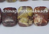 CNG7120 10*18mm freeform double drilled birdeye rhyolite beads