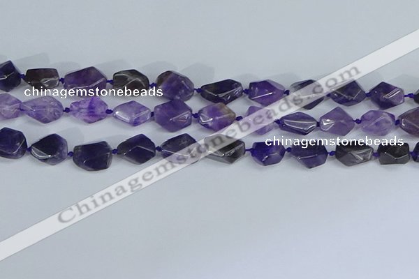 CNG7132 15.5 inches 6*10mm - 10*14mm faceted nuggets amethyst beads