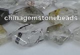 CNG7134 6*10mm - 10*14mm faceted nuggets green ghost quartz beads