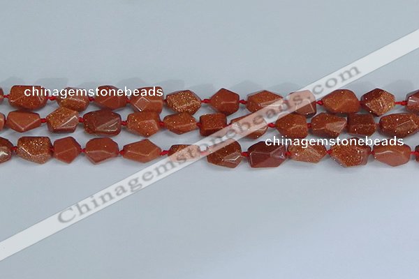 CNG7135 15.5 inches 6*10mm - 10*14mm faceted nuggets glodstone beads