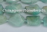 CNG7136 6*10mm - 10*14mm faceted nuggets Brazilian amazonite beads