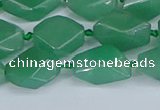 CNG7137 6*10mm - 10*14mm faceted nuggets green aventurine beads