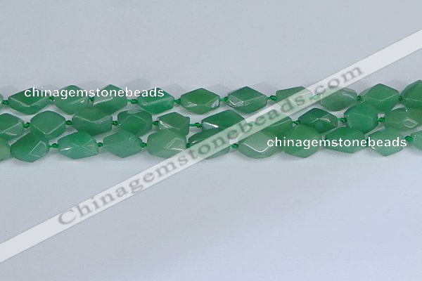 CNG7137 6*10mm - 10*14mm faceted nuggets green aventurine beads