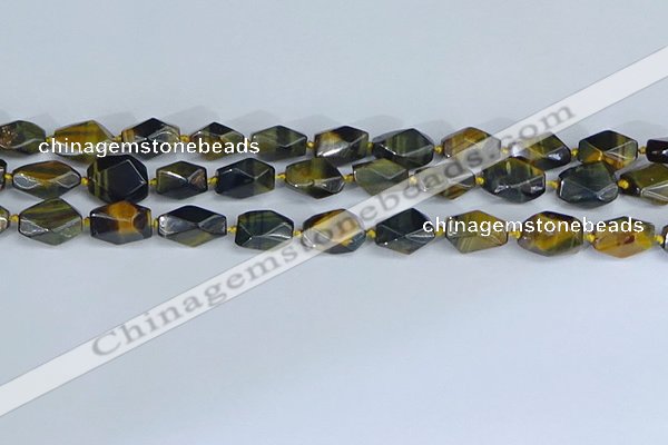 CNG7140 6*10mm - 10*14mm faceted nuggets blue tiger eye beads